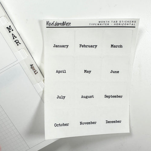 Monthly Divider Tab Stickers - Typewriter Designs
