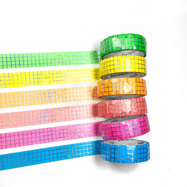 Raised Foil Washi Tape - NEON GRID 15mm *OOPS Discounted* – Rose