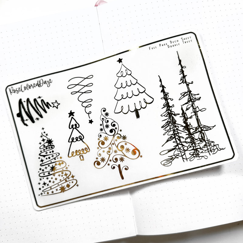 Foiled Full Page Deco Sheets - Doodle Trees