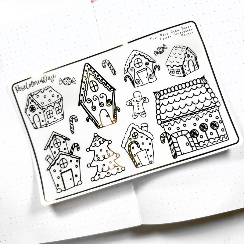 Foiled Full Page Deco Sheets - Gingerbread Houses