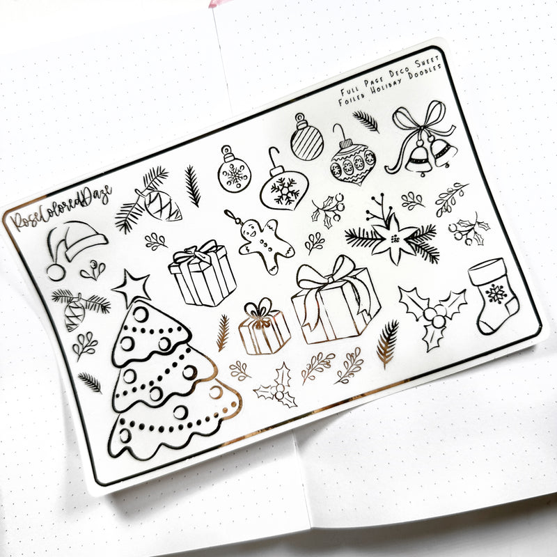 Foiled Full Page Deco Sheets - Holiday Doodles