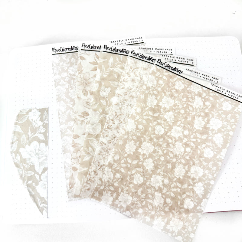 Washi Paper Tearable Stickers - Toile A Fleurs