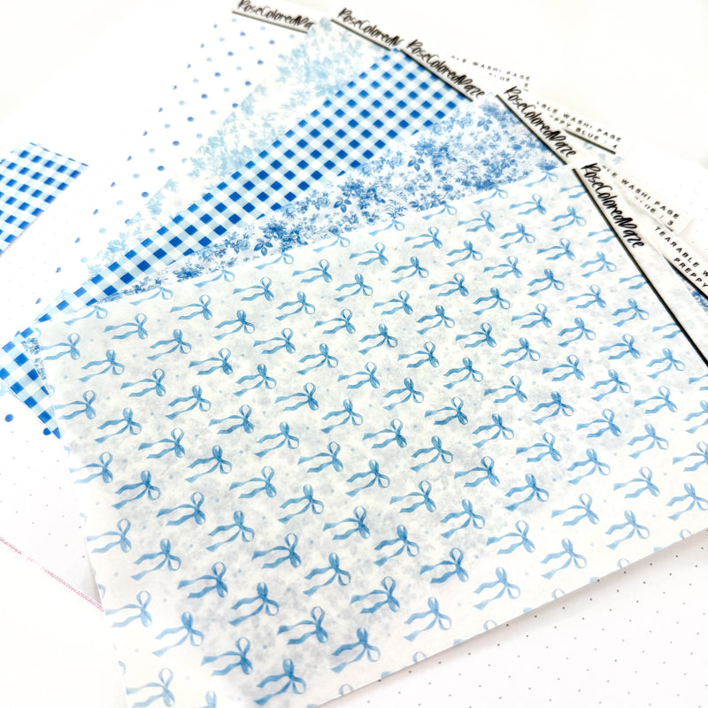 Washi Paper Tearable Stickers - Preppy Blue