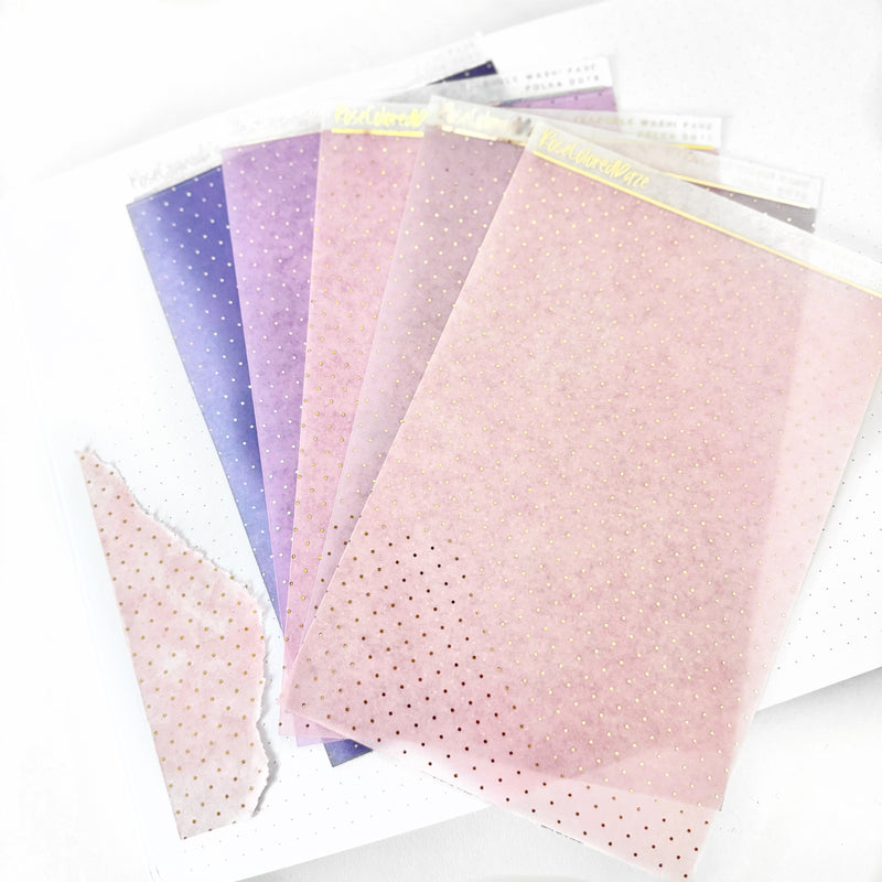 Washi Paper Stickers - Tearable Washi Page - Polka Dots - Lavender Haze Collection