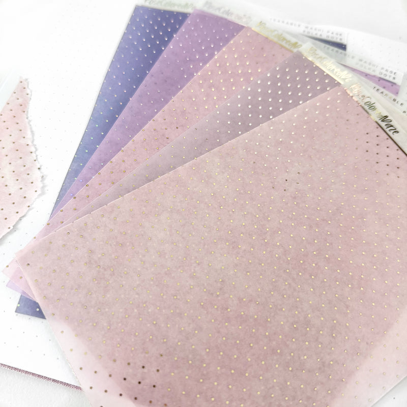 Washi Paper Stickers - Tearable Washi Page - Polka Dots - Lavender Haze Collection