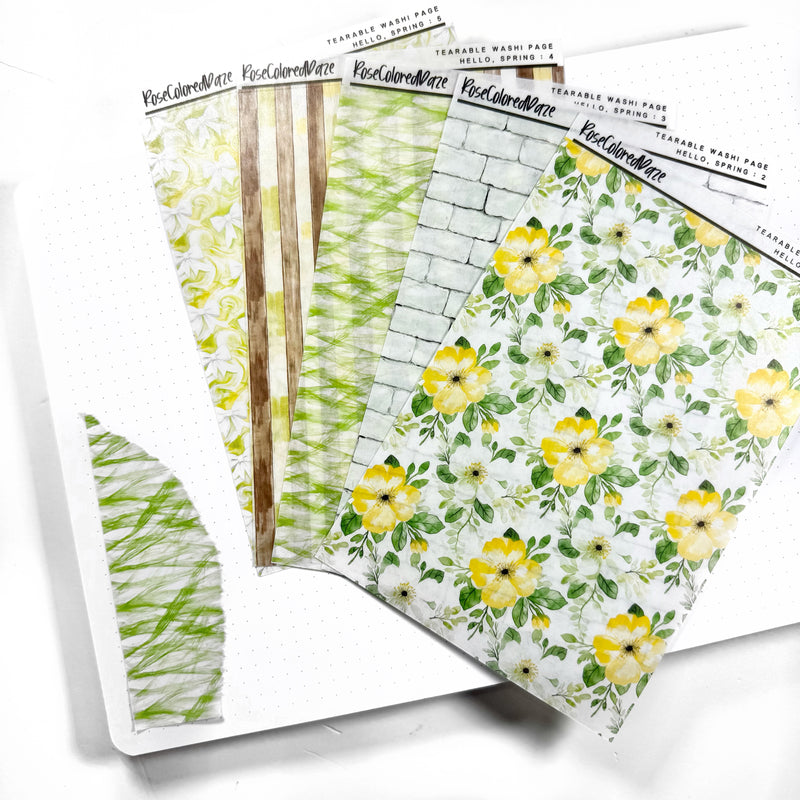 Washi Paper Tearable Stickers - Hello, Spring