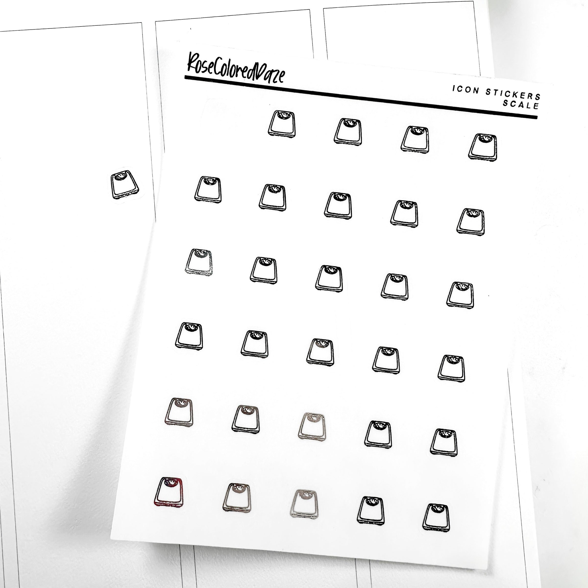 Sticker Scale Shot Example Icon Sticker Sheets - Scale – Rose Colored Daze