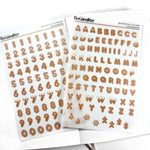 Transparent Matte Stickers - Decorative Letters - Gingerbread