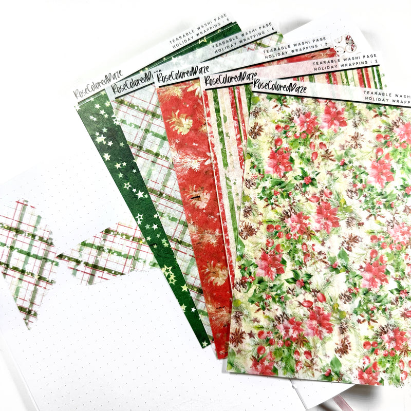 Washi Paper Tearable Stickers - Holiday Wrapping