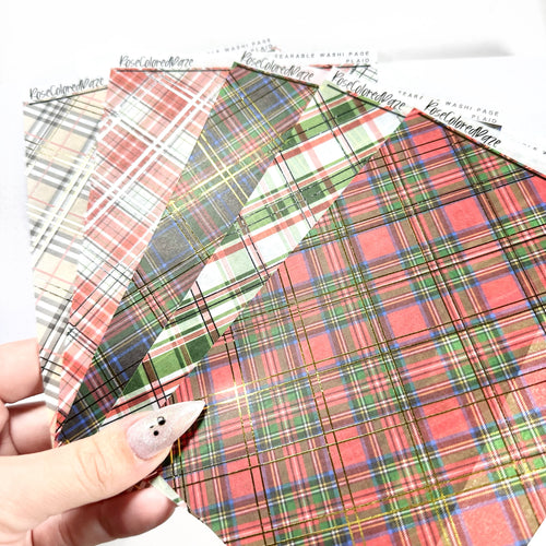 Washi Paper Stickers - Tearable Washi Page - Classic Holiday Plaids