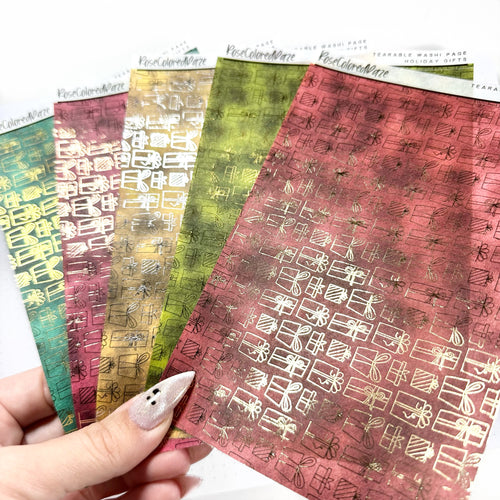 Washi Paper Stickers - Tearable Washi Page - Holiday Gifts - Holiday Velvet Collection