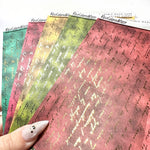 Washi Paper Stickers - Tearable Washi Page - Vintage Script - Holiday Velvet Collection