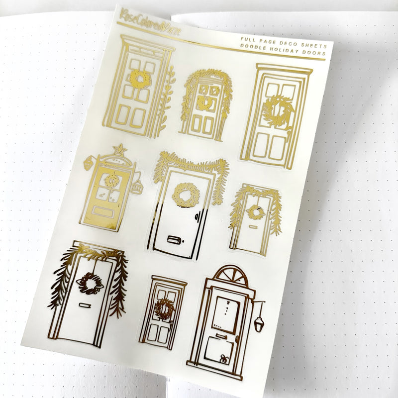 Foiled Stickers - Doodle Holiday Doors