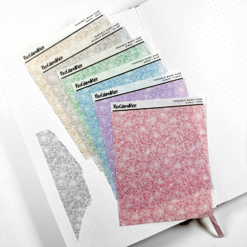 Washi Paper Tearable Stickers - Quarter Sheet Size - Disco