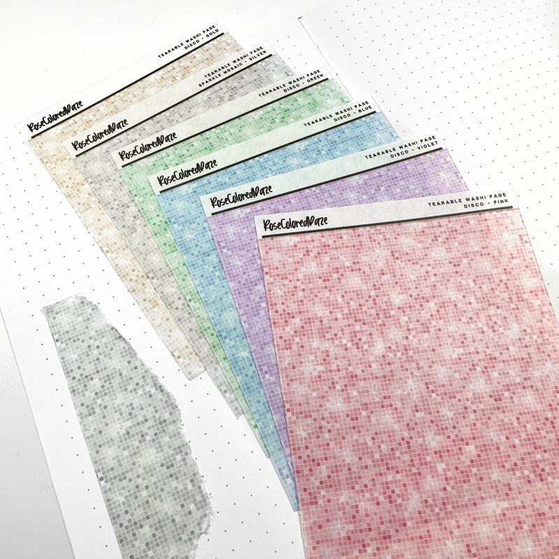 Washi Paper Tearable Stickers - Quarter Sheet Size - Disco