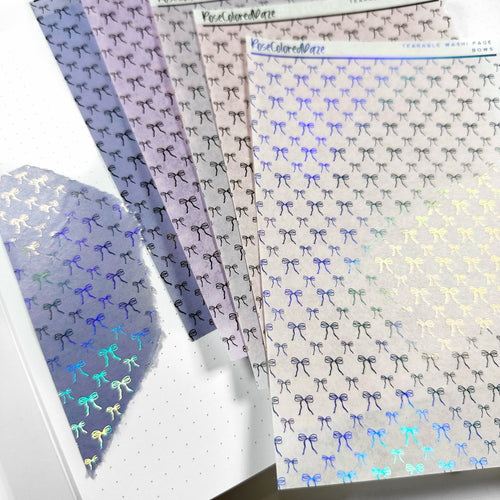 Washi Paper Stickers - Tearable Washi Page - Coquette Bows - Lavender Haze Collection