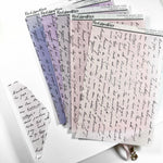 Washi Paper Stickers - Tearable Washi Page - Vintage Script - Lavender Haze Collection