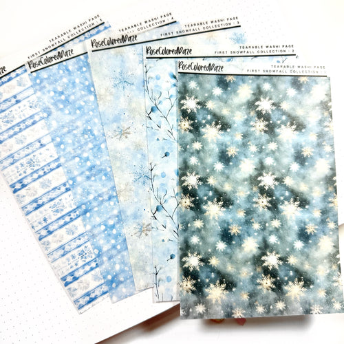 Washi Paper Tearable Stickers - First Snowfall Collection