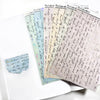 Washi Paper Stickers - Tearable Washi Page - Vintage Script - Soft Spring Pastels