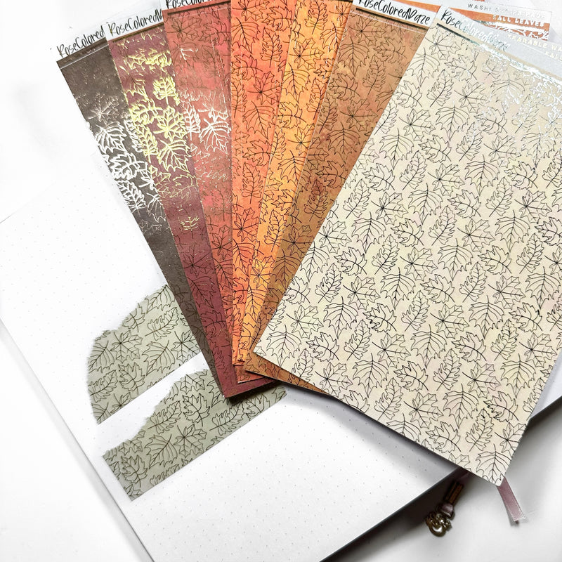 Washi Paper Stickers - Tearable Washi Page - Autumn Leaves - Fall Colors