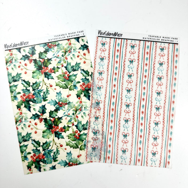 Washi Paper Tearable Stickers - Watercolor Wrapping