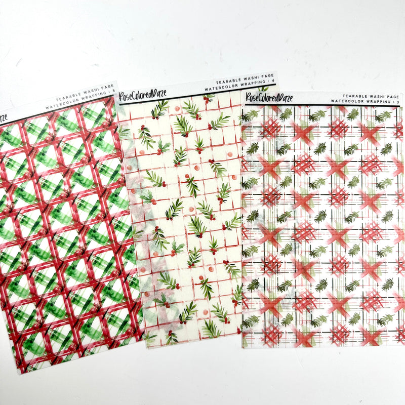 Washi Paper Tearable Stickers - Watercolor Wrapping