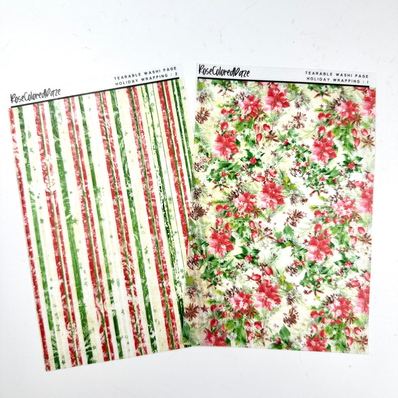 Washi Paper Tearable Stickers - Holiday Wrapping