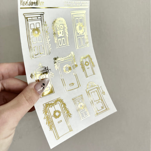 Foiled Stickers - Doodle Holiday Doors