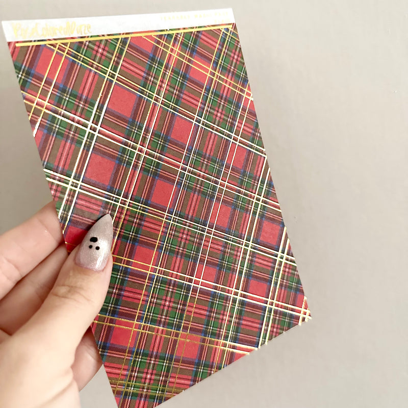 Washi Paper Stickers - Tearable Washi Page - Classic Holiday Plaids