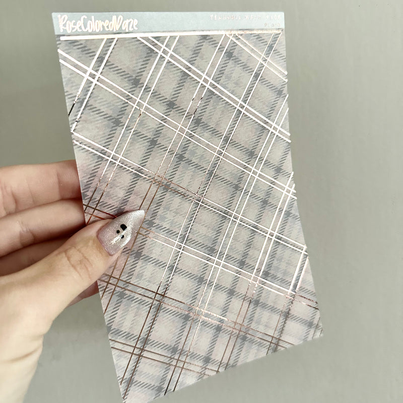 Washi Paper Stickers - Tearable Washi Page - Neutral Holiday Plaids