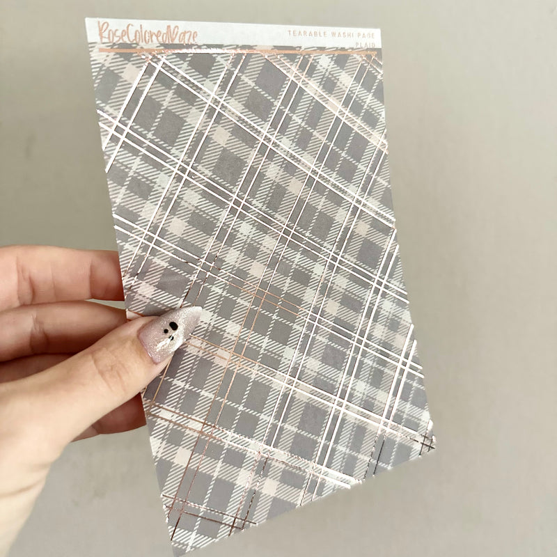 Washi Paper Stickers - Tearable Washi Page - Neutral Holiday Plaids