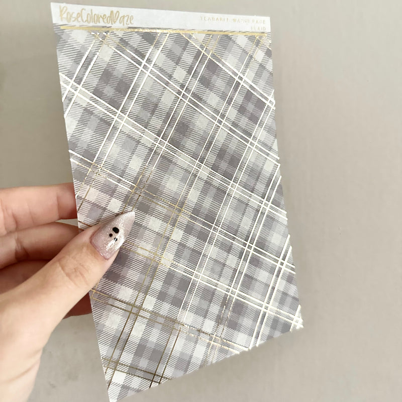 Washi Paper Stickers - Tearable Washi Page - Neutral Holiday Plaids