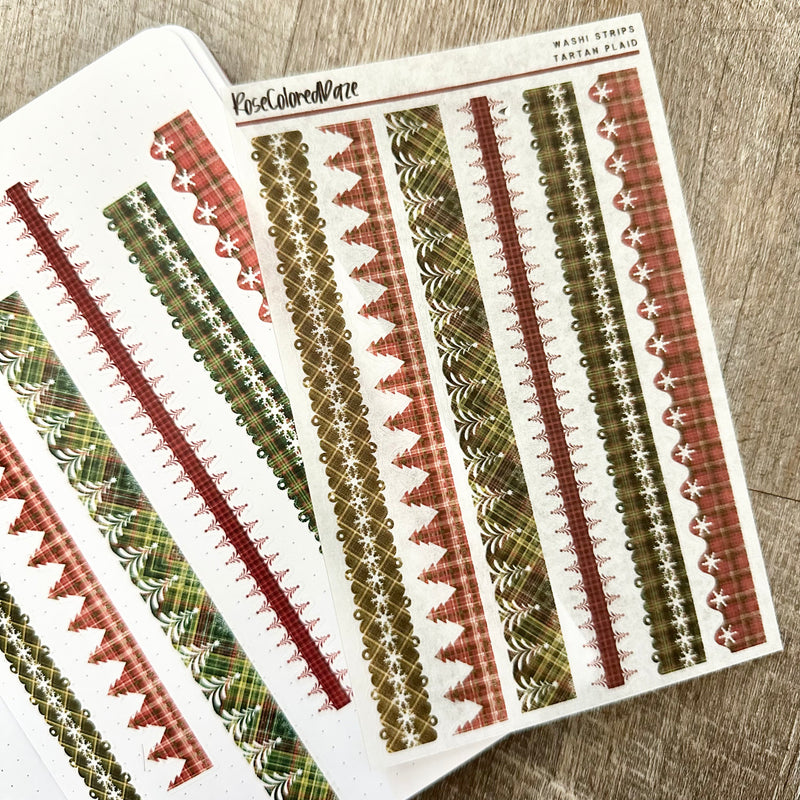 Transparent Matte Stickers - Tartan Plaid Washi Strips