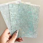 Washi Paper Stickers - Tearable Washi Page - Vintage Newspaper - Winter Blues Collection