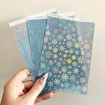 Washi Paper Stickers - Tearable Washi Page - Vintage Script - Winter Blues Collection