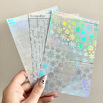 Washi Paper Stickers - Tearable Washi Page - Vintage Script - Winter Blues Collection