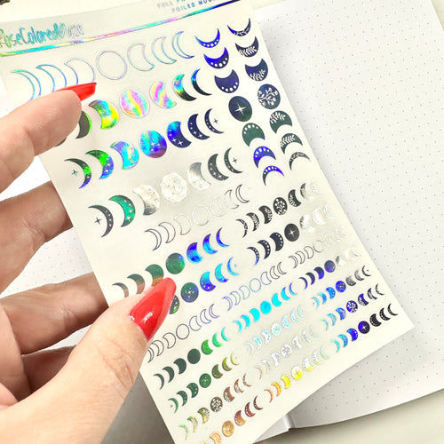 Foiled Full Page Deco Sheets - Moon Phases