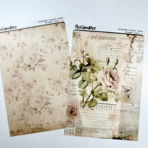 Washi Paper Tearable Stickers - Shabby Chic