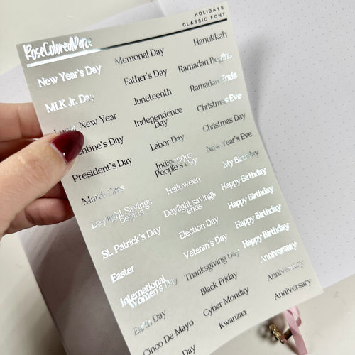 Foiled Stickers - Holiday Stickers - Classic Font