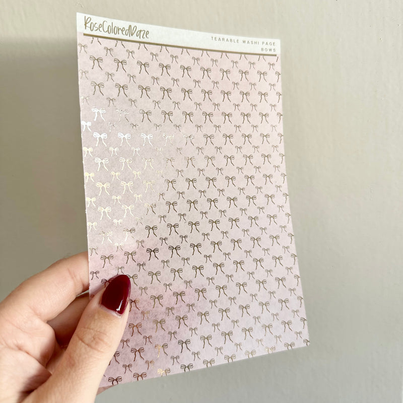 Washi Paper Stickers - Tearable Washi Page - Coquette Bows - Lavender Haze Collection