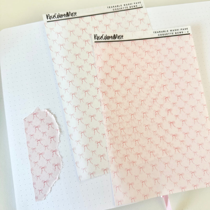 Washi Paper Tearable Stickers - Coquette Bows