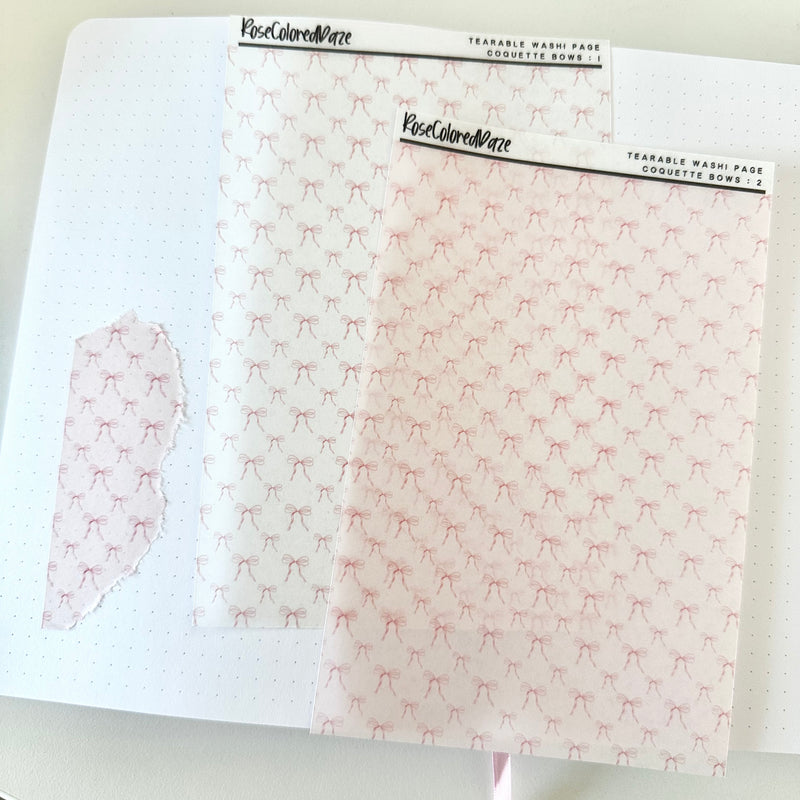 Washi Paper Tearable Stickers - Coquette Bows