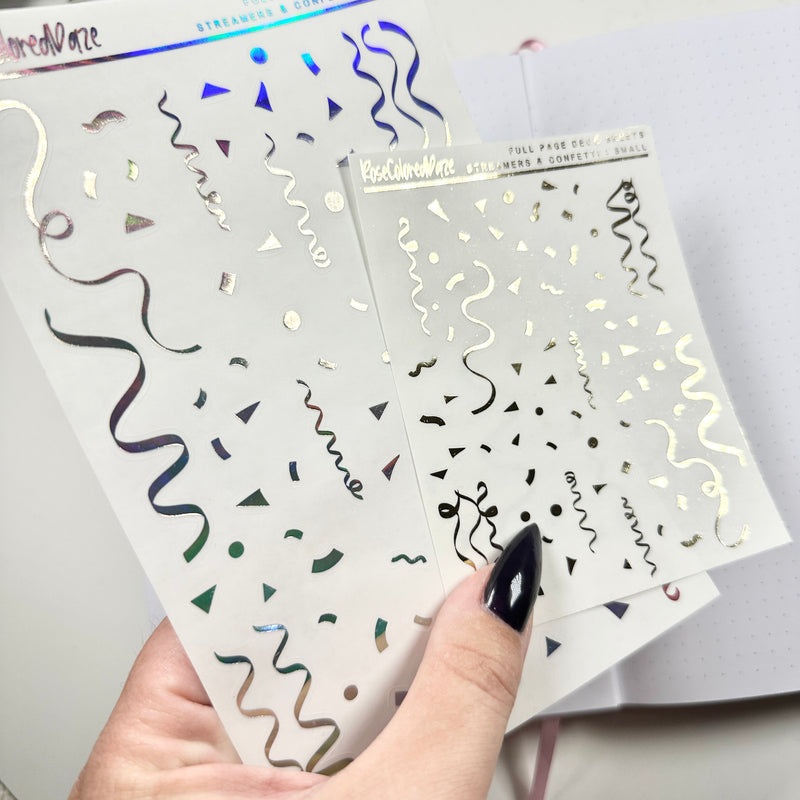 Foiled Full Page Deco Sheets - Streamers & Confetti