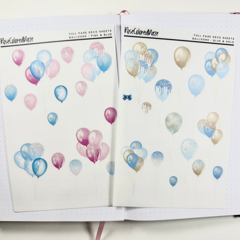 Transparent Matte Stickers - Birthday Collection - Decorative Balloons