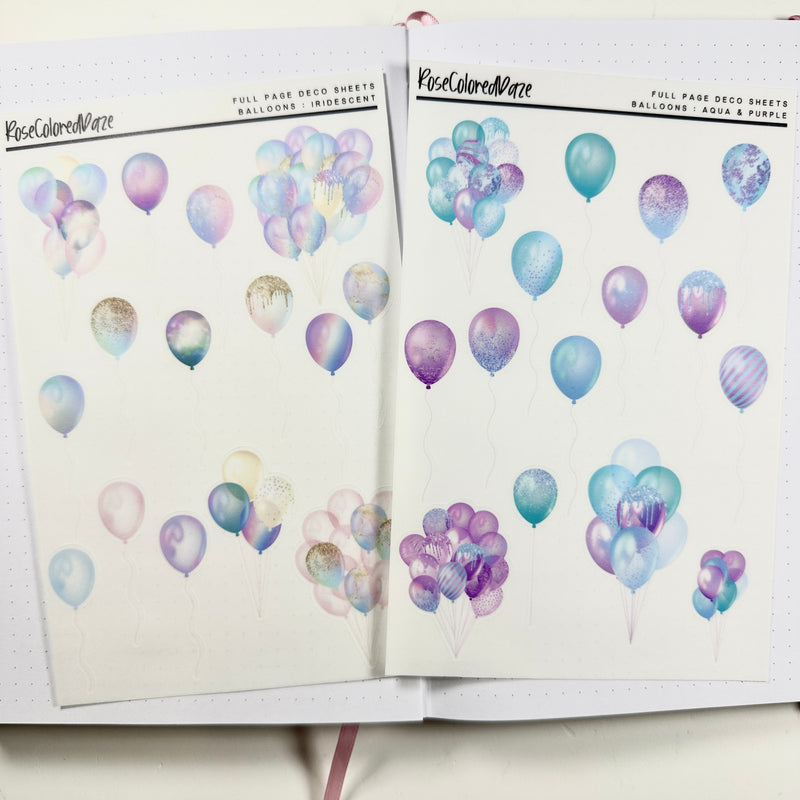 Transparent Matte Stickers - Birthday Collection - Decorative Balloons