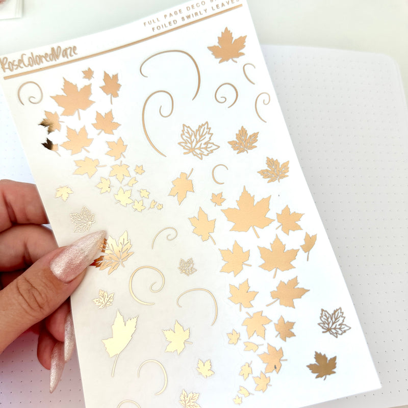 Foiled Full Page Deco Sheets - Swirly Leaves