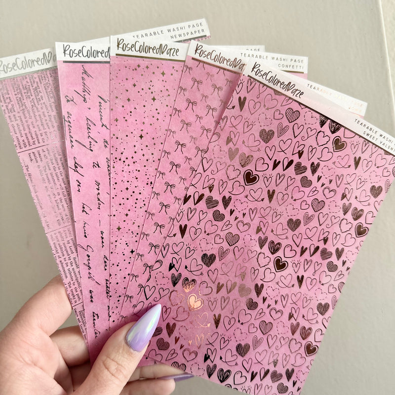 Washi Paper Stickers - Tearable Washi Page - Vintage Newspaper - Sweet Tart Collection