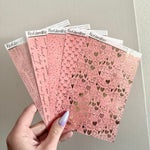 Washi Paper Stickers - Tearable Washi Page - Doodle Hearts - Sweet Tart Collection