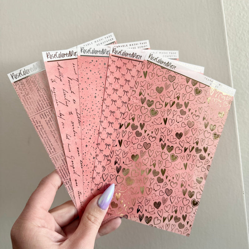 Washi Paper Stickers - Tearable Washi Page - Vintage Newspaper - Sweet Tart Collection