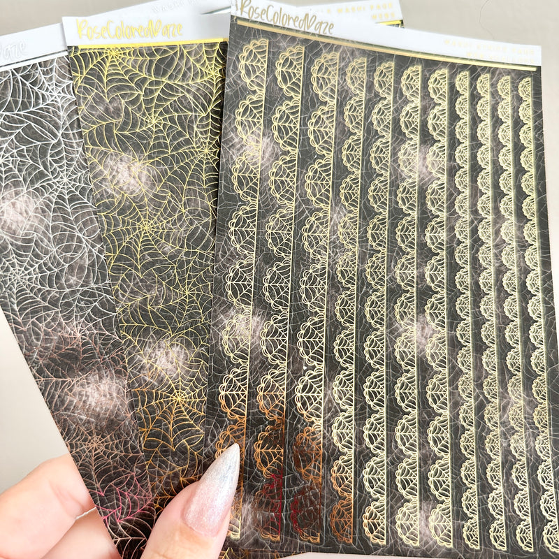 Washi Paper Stickers - Tearable Washi Page - Webs Collection